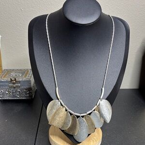 Avon Sculptural Statement Necklace Matte Finish Two Tone Metal Gold/Silver Boho